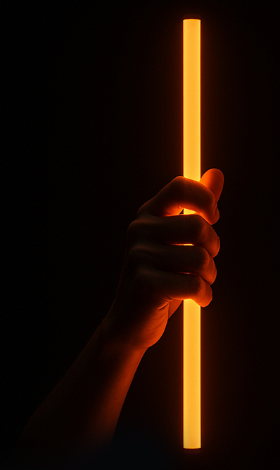 Left hand holding light